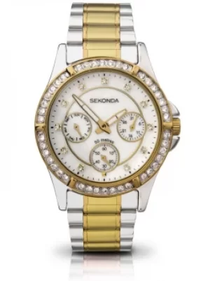 Image of Sekonda Ladies Stone Set Day Date Mother Of Pearl Dial Two-Tone...