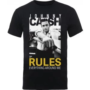 Image of Johnny Cash Rules Everything Mens X-Large T-Shirt - Black