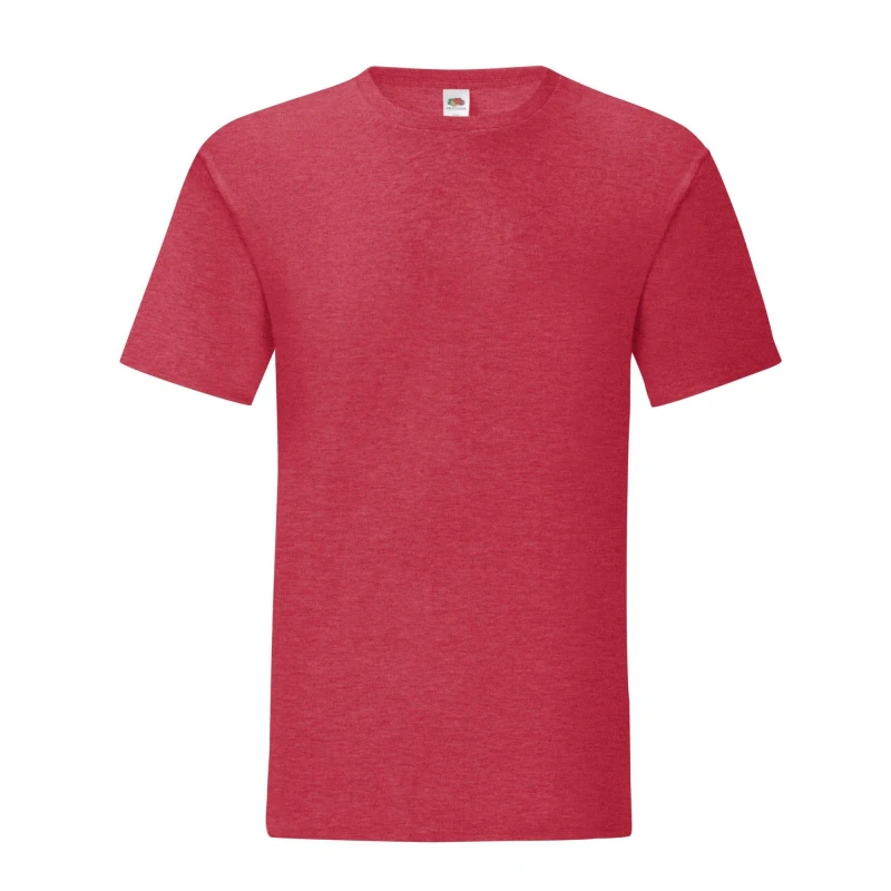 Image of Fruit Of The Loom Fruit of the Loom Men Iconic 150 Heather T-Shirt in Dark Red Size: Small Dark Red S Male 5063470688791