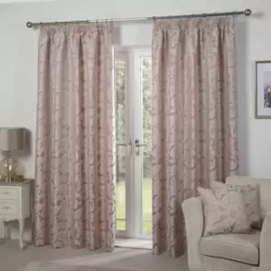 Image of Emma Barclay Duchess Paisley Jacquard Lined Pencil Pleat Curtains, Blush Pink, 46 x 72 Inch