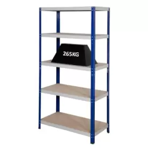 Image of Clicka 265 Boltless Steel Shelving Unit - 5 MDF Shelves - 1770 x 1200 x 450mm