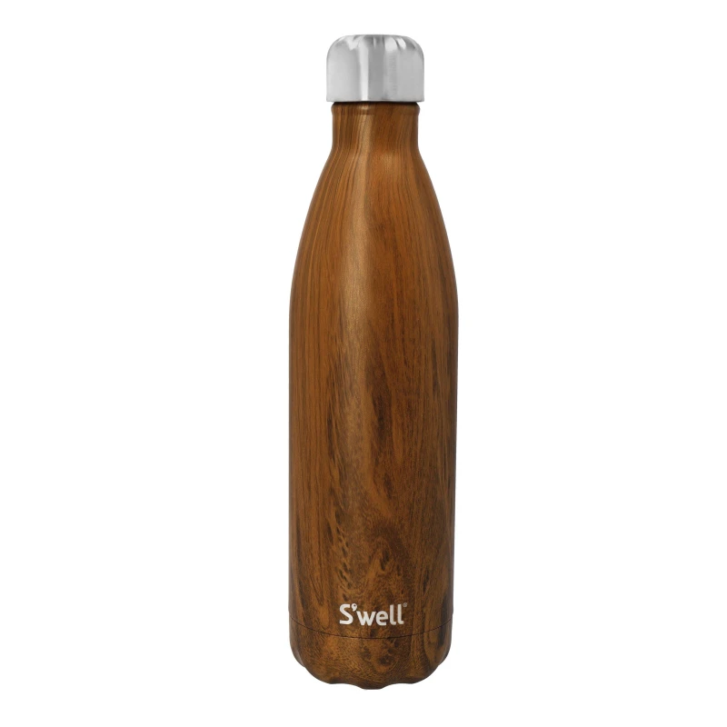 Image of Swell S'well Teakwood Insulated Stainless Steel Water Bottle, 750Ml, With Natural Wood Effect