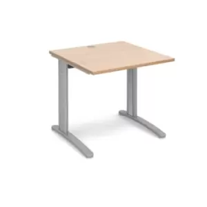 Image of Office Desk Rectangular Desk 800mm Beech Tops With Silver Frames 800mm Depth TR10
