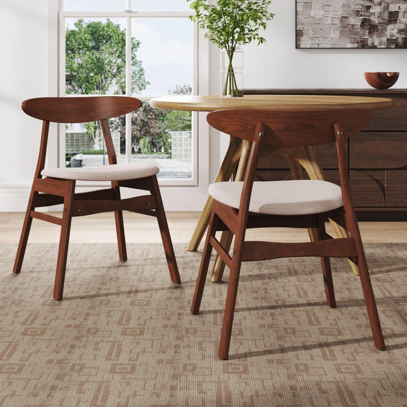 Image of Kabinet UK Wooden Frame Linen Chair for Dining Room Beige Brown unisex One size