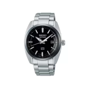 Image of Seiko Astron GPS Solar Quartz Black Dial Stainless Steel Bracelet Mens Watch SSJ005J1