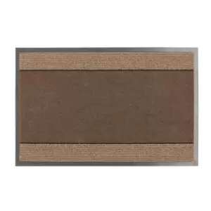 Image of JVL Miracle Barrier 40 x 60cm Striped Door Mat - Brown/Beige