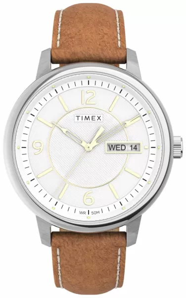 Image of Timex TW2V28900 Chicago White Dial Brown Leather Strap Watch