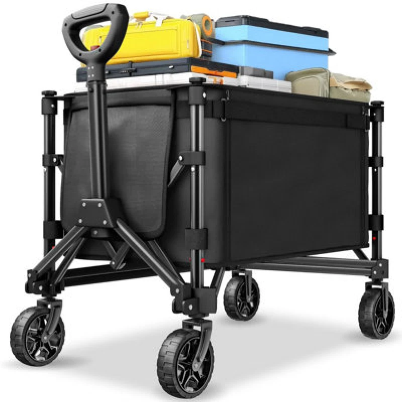 Image of Tectake Folding Trolley Smartrider With Front Swivel Wheels And Telescopic Handle - Black