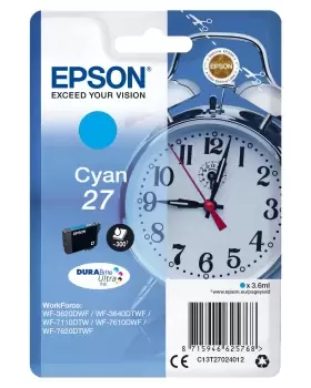 Image of Epson C13T27024022/27 Ink cartridge cyan Blister Radio Frequency,...