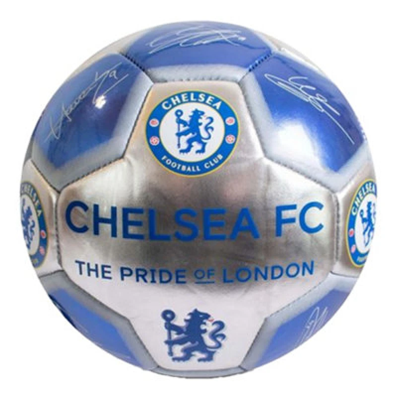 Image of Chelsea Fc Printed Signature Mini Football Blue/silver (1)