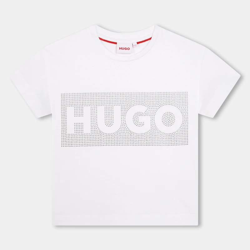 Image of HUGO Big Logo T-Shirt Juniors - White White 4 - 5 Years