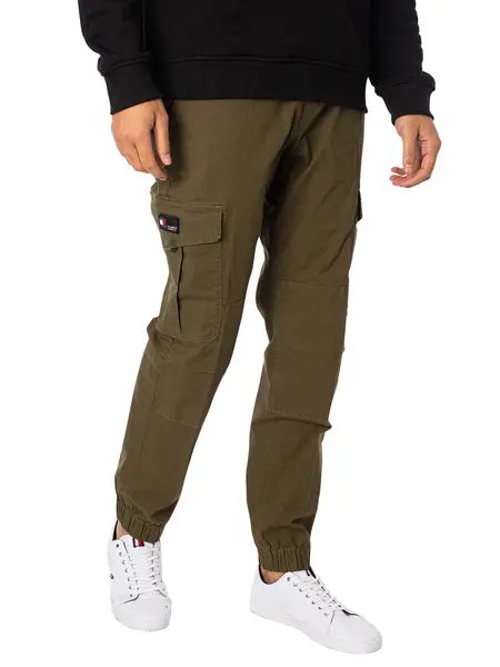 Image of Tommy Jeans Ethan Cargo Trousers Drab Olive Green 38W x 32L