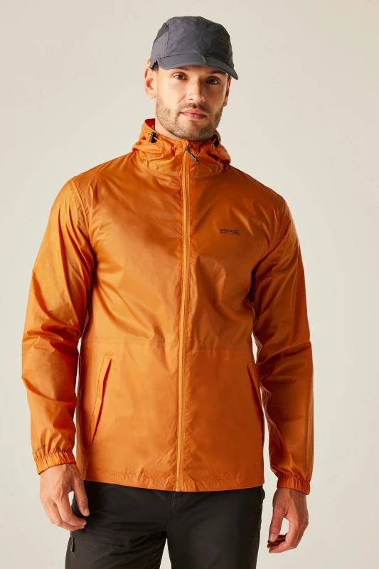 Image of Regatta Regatta Men 'Pack-It III' Waterproof Packaway Jacket in Burnt Orange Size: Medium Burnt Orange M Male 5063019983301