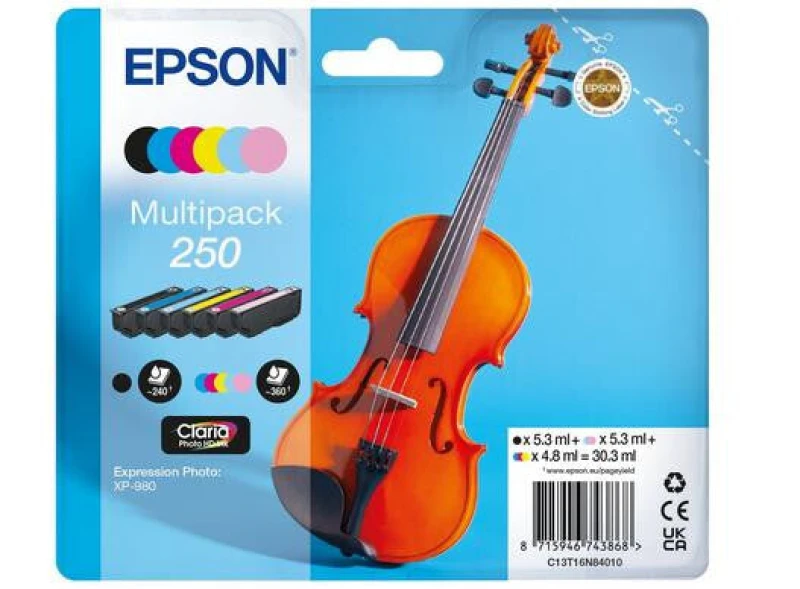 Image of Epson 250 Multipack - Full Set of 6 Ink Cartridges - Violin (Original)