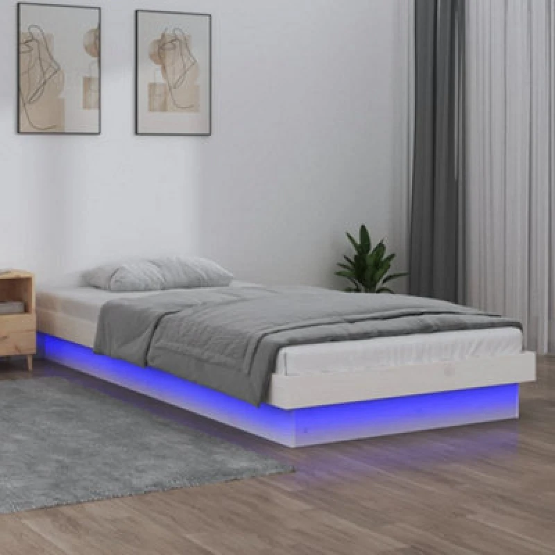 Image of VIDAXL LED Bed Frame without Mattress White Single Solid Wood Vidaxl 8720287071914