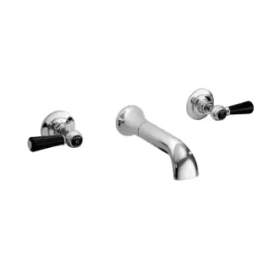 Image of Hudson Reed Black Topaz With Lever Wall Mounted Bath Spout - Chrome / Black