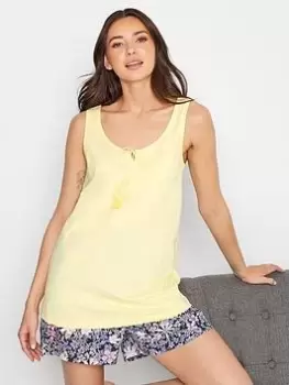 Image of Long Tall Sally Tassel Trim Pj Vest Top - Lemon, Yellow, Size 22-24, Women