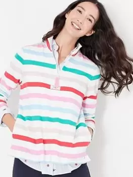 Image of Joules Pip Stripe Half Zip Jumper - Cream, Multi, Size 16, Women