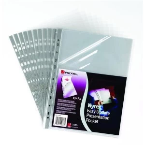 Image of Rexel Nyrex Presentation A4 Top and Side Presentation Pocket Clear - 1 x Pack of 25 Pockets