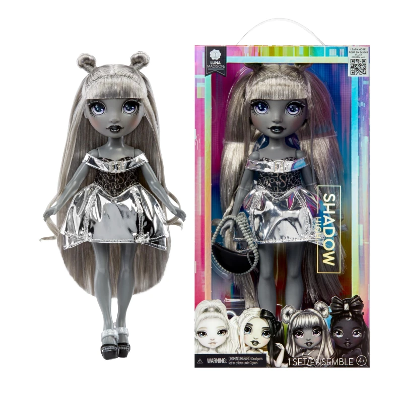 Image of Rainbow High Shadow High Luna Madison - Grayscale 28cm Fashion Doll Grey Hair Metallic Grey Outfit Stylish Handbag Cute Present for Children 4-10