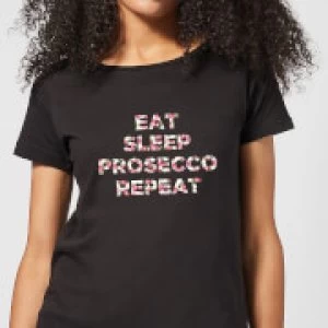 Image of Eat Sleep Prosecco Repeat Womens T-Shirt - Black - 3XL