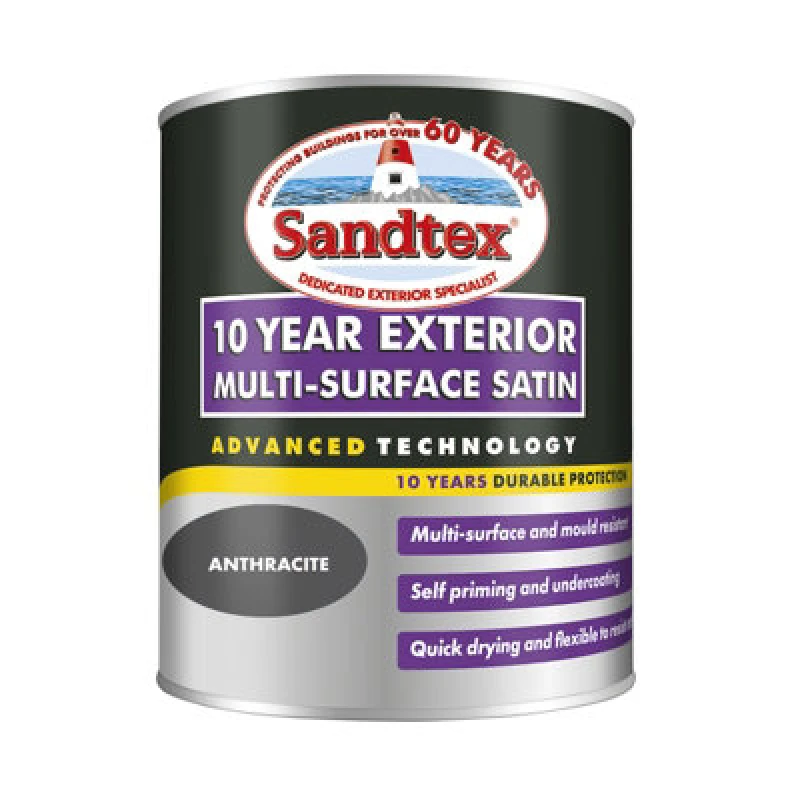 Image of SANDTEX 10 Year Exterior Multi Surface Satin - Anthracite - 750ml - Sandtex 5101147