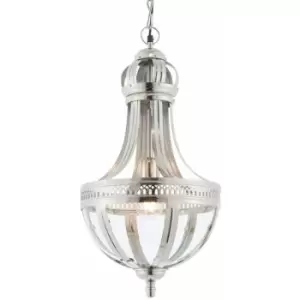 Image of Hanging Ceiling Pendant Light Nickel & Clear Glass Vintage Lamp Bulb Lantern