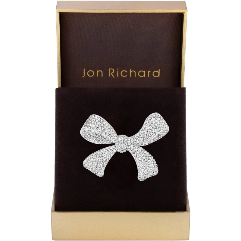 Image of Jon Richard Silver Plated Crystal Bow Brooch - Gift Boxed Jewellery Sets One Size Silver 70976511000