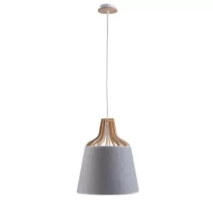 Image of Ivone Dome Pendant Ceiling Light Grey, 38cm, 1x E27