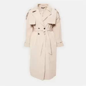 Image of Missguided Plus Size Longline Trench Coat - Nude