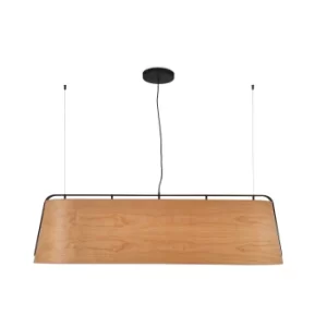 Image of Stood 5 Light Ceiling Pendant Bar Black And Cherry Wood, E27