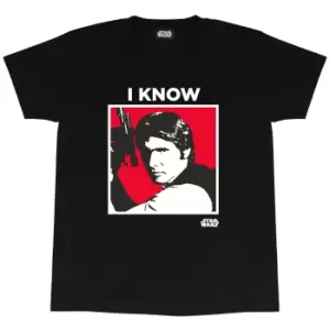 Image of Star Wars Mens I Know Han Solo T-Shirt (S) (Black)