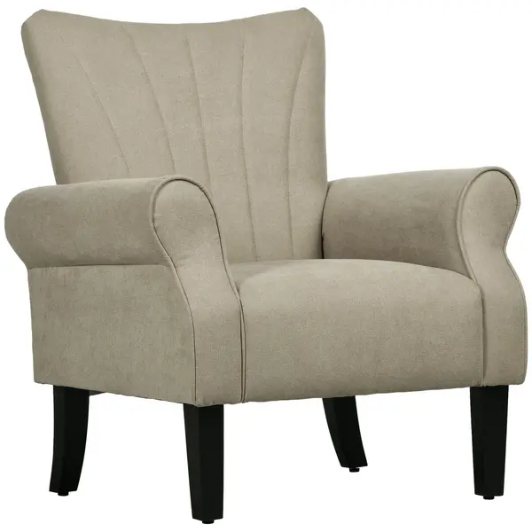 Image of Armchair with High Back and Wood Legs Modern Living Room Chair