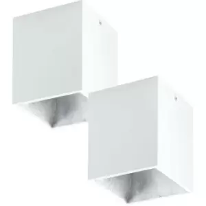 Image of 2 PACK Wall / Ceiling Light White & Silver Square Downlight 3.3W LED