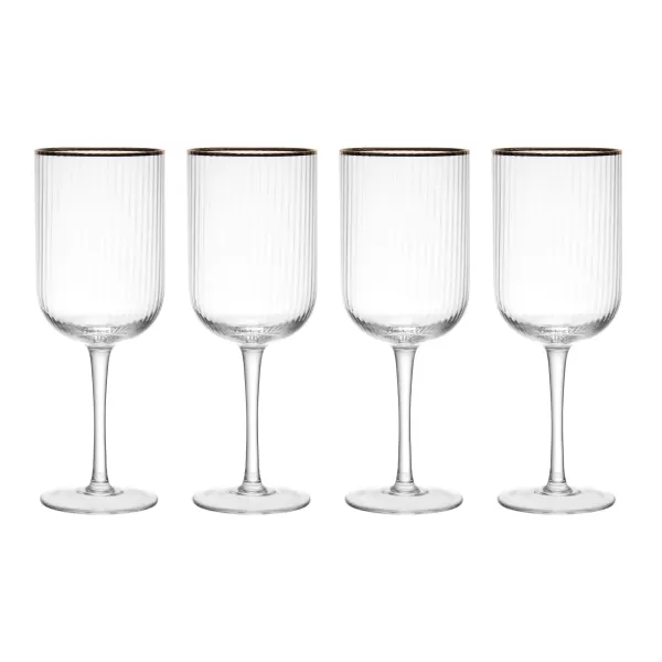 Image of Sorrento Ridged Crystal White Wine Glasses, Set of 4, 400ml
