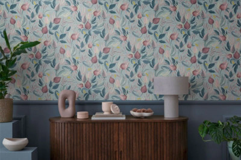 Image of As Creation Bricoflor Non-Woven Wallpaper, Floral Wallpaper, Scandinavian In Blue, Violet - 10,05 X 0,53 M