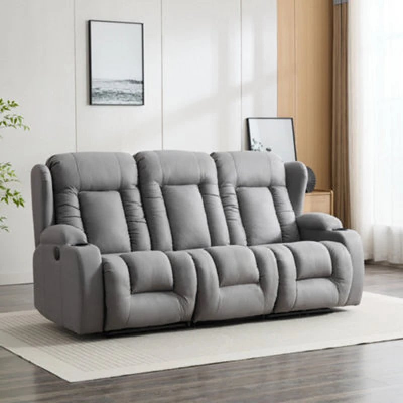 Image of More4Homes Caesar 3 Seater Grey Technology Fabric Modern Electric Recliner Sofa