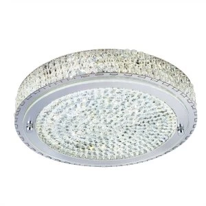Image of LED 1 Light Large Flush Ceiling Light Chrome, Crystal