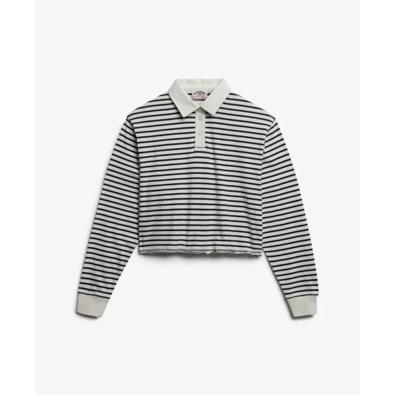 Image of Superdry Womens long-sleeved polo shirt Superdry Athletic Essentials Stripe Rose Female M