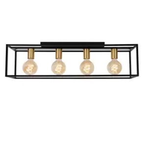 Image of Ruben Modern Bar Flush Ceiling Light - 4xE27 - Black