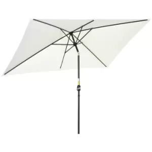 Image of Outsunny 3x2m Patio Parasol Garden Umbrellas Canopy with Aluminum Tilt Crank Rectangular Sun Shade Steel, Cream White