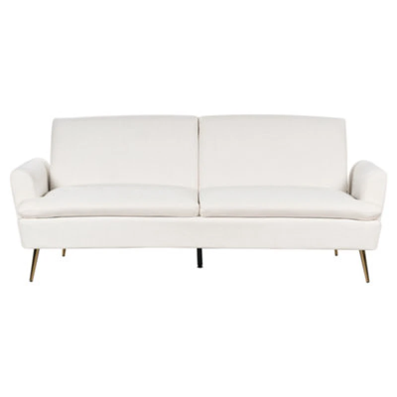 Image of Beliani Sofa Bed 3 Seater Vettre Velvet Off-White
