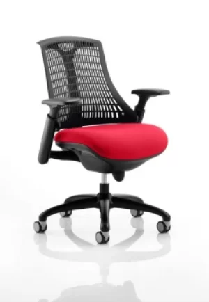 Image of Flex Task Operator Chair Black Frame Black Back Bespoke Colour Seat Post Box Red