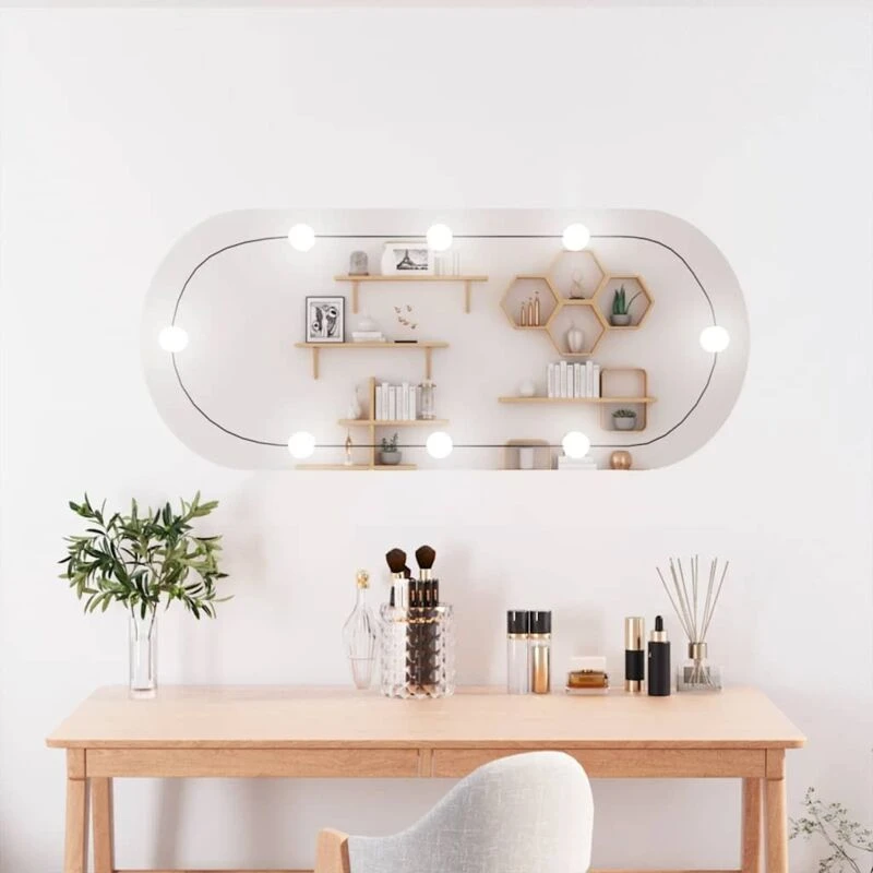 Image of VIDAXL Wall Mirror with LED Lights 40x90cm Glass Oval Vidaxl 3189163