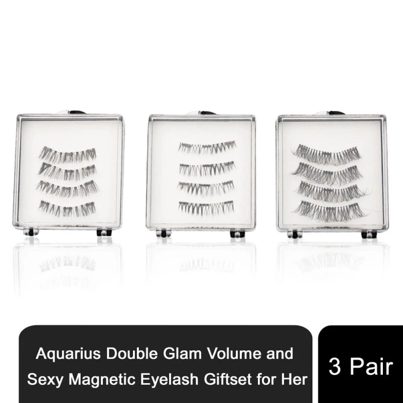 Image of Aquarius Double Glam Volume 'Eyelash Giftset' for Her, 3Pair Black female