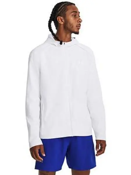 Image of Under Armour Mens Running Storm Hooded Jacket - White/Reflective