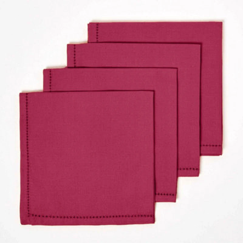 Image of Homescapes Cotton Fabric 4 Napkins Set Plum