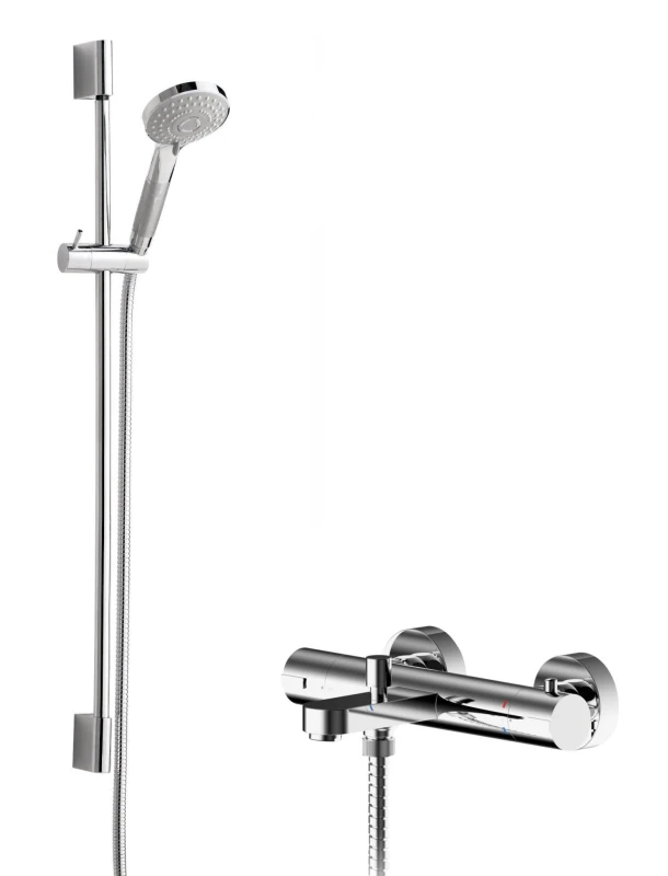 Image of Balterley Wall Mount Thermostatic Bath Shower Mixer Tap Slimline Slide Rail Silver unisex