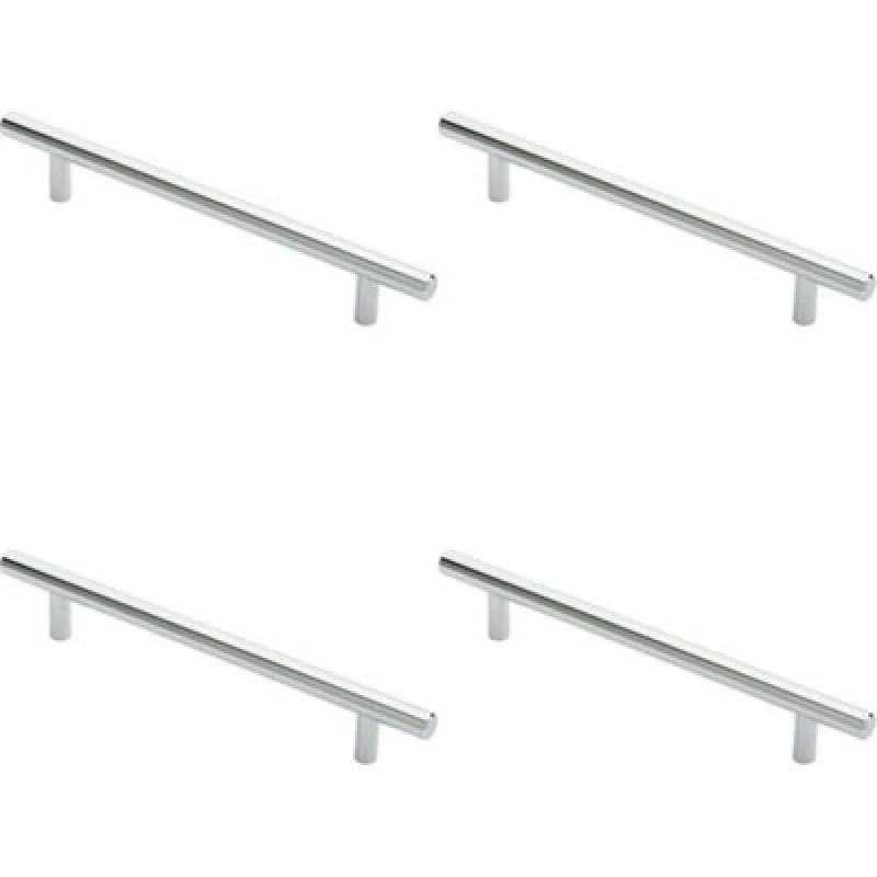 Image of Loops 4x Round T Bar Cabinet Pull Handle 220 x 12mm 160mm Fixing Centres Chrome Multi unisex