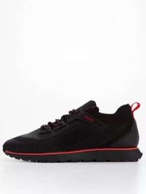 Image of HUGO Icelin Knit Runner Trainers, Black, Size 10, Men